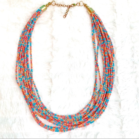 Handmade Jewelry - Pink & Blue Layered beaded necklace